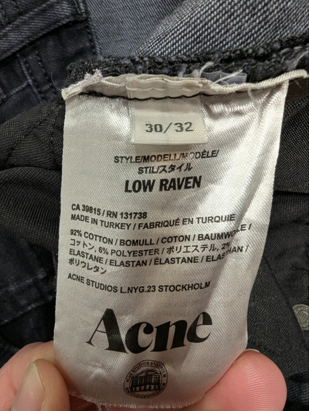 Acne Studios Low Raven Jeans – Black – Size 30/32 - Picture 5 of 9